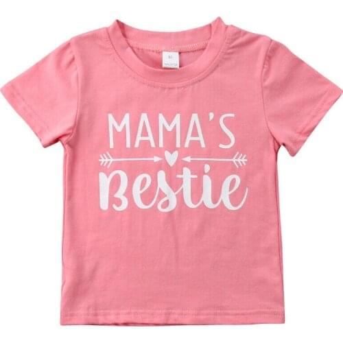 Hot selling MAMAS Bestie Summer Kids Girl Baby Short Sleeve Cotton Blouse T-shirt Tees Tops Clothes 1-6Y
