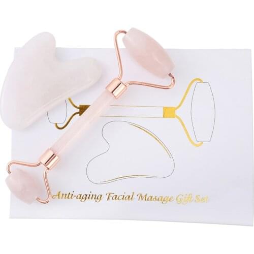 Facial Massager Jade Massage Roller Rose Quartz Natural Stone Slimming Enhancement Beauty Jade Slimming Massage Rolling Stone