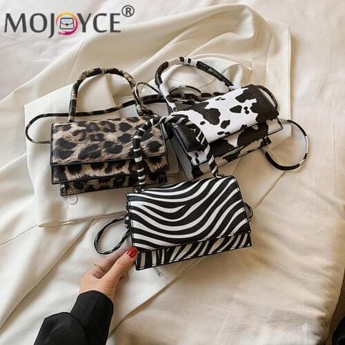 Fashion Women Printing Mini Flap Leopard Cow Zebra PU Shoulder Messenger Bags Elegant Ladies Handbag Shoulder Bag