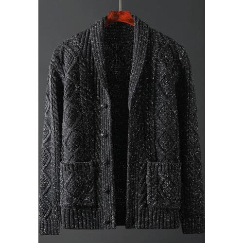 2021 Fashion Mens Cardigan Jackets Coats Streetwear Trend Autumn Overcoat Casual Sweater Jacket Men Clothing Black Y296