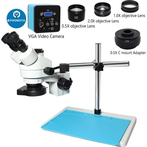 3.5X-90X Simul Focal Trinocular Stereo Microscope 1080P HDMI VGA 38mp Digital Camera LED Lighting for IPhone Repair Soldering