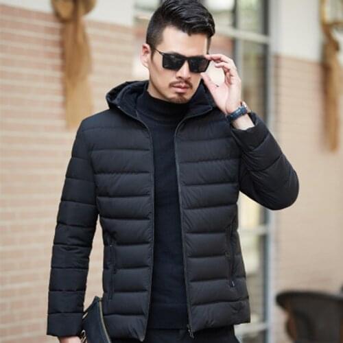 Men Down Jacket Hooded Solid Zipper Casual Coat Man Slim Warm Fashion Male Clothing Tops Exquisite Fabric XL-5XL