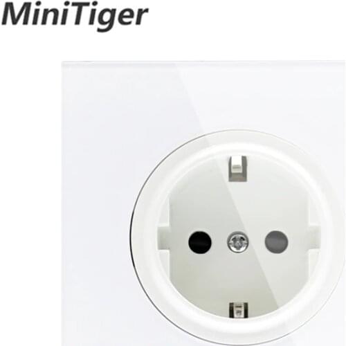 Minitiger 2019 New Arrival Crystal Glass Panel 16A EU Standard Wall Power Socket Outlet Grounded With Child Protective Lock