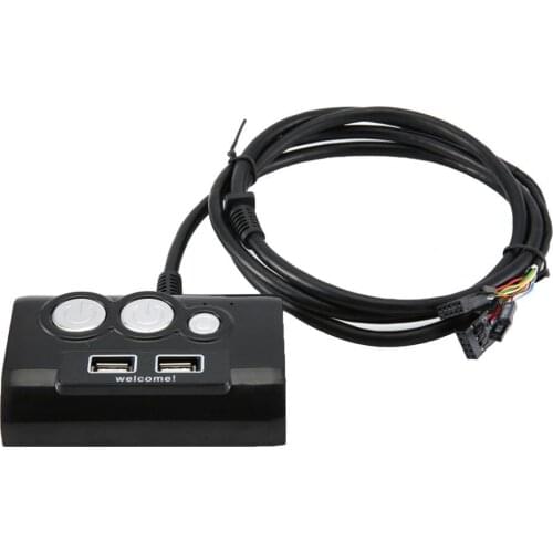 1.5m Desktop Power Switch Practical Universal ABS PC Case Power Supply Button with USB Audio Ports for Home