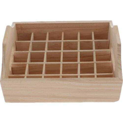Unpainted Wooden Essential Oil Storage Case Box 30 Slots Display Holder Rack