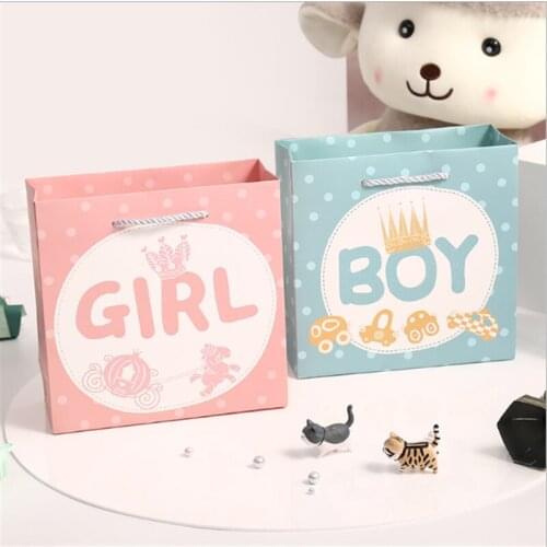 New Big Size Handbag Baby Boy Girl Gift Paper Bag Baby Shower Candy Box Birthday Party Decorations Kids Gift Favor Package