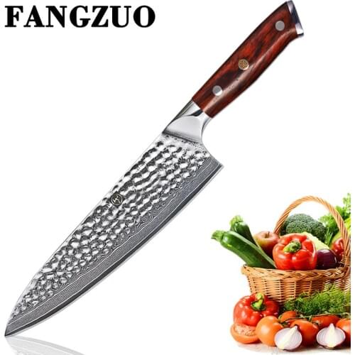 FANGZUO 8 inch Damascus Knife Kitchen VG10 Japanese 67 layer Steel Chef Knife Sharp Blade Meat Cutting Tools Rosewood Handle Bla