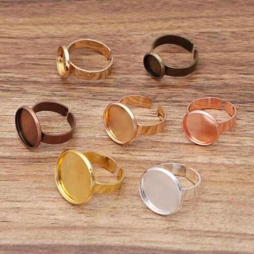 20 PCS Adjustable Blank Ring Base Accessories Fit 10mm-20mm Glass Cabochons Cameo Settings DIY Ring Findings Jewelry Making