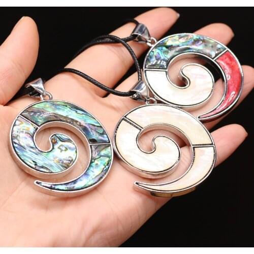 Natural Shell Alloy Creative Round Pendant Necklace Handmade Crafts DIY Necklaces Sweater Chain Jewelry Romantic Gift Making