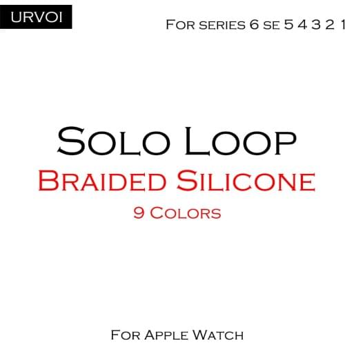 URVOI Braided solo loop gen.1 band for Apple Watch series 6 SE 5 4 3 2 1 sport band liquid Silicone Strap for iWatch stretchable