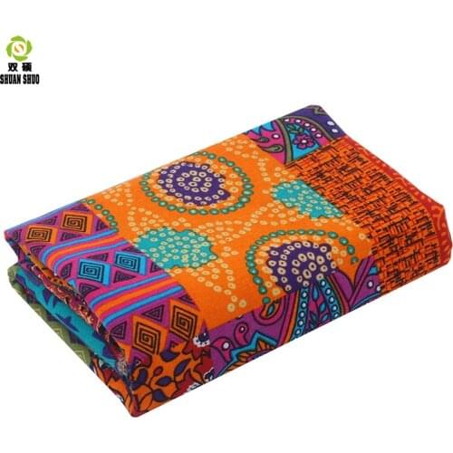 Shuanshuo Cotton linen printed fabric stitching printing irregular patchwork womens clothing dress diy handmade 150*50cm