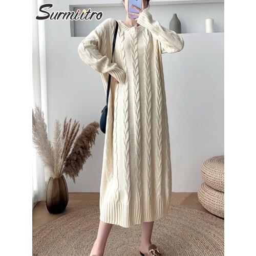 Модные вязаные платья SURMIITRO China At AliExpress