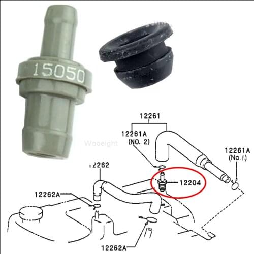 Wooeight 2Pcs/Set Car Engine PCV Vent Valve Grommet Seal 12204-15050, 90480-18001 For Toyota Corolla 1993-1997 1.6L 1.8L Celica