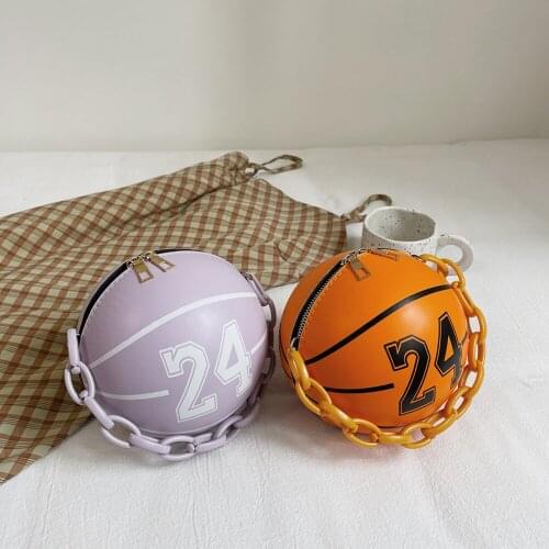 Vintage Women Letters Printing PU Leather Ball Shape Crossbody Messenger Shoulder Bag Casual Ladies Chain Spherical Mini Handbag