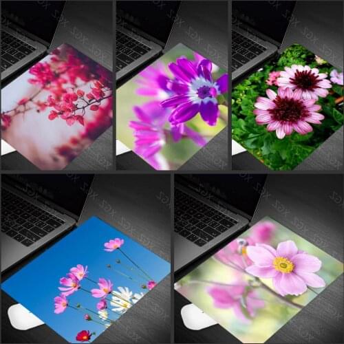 Yzuoan Elegant Pink Purple Flowers Rubber Mouse Durable Desktop Mouse Pad Free Shipping Small Mouse Pad Keyboard Pad Desk Mat