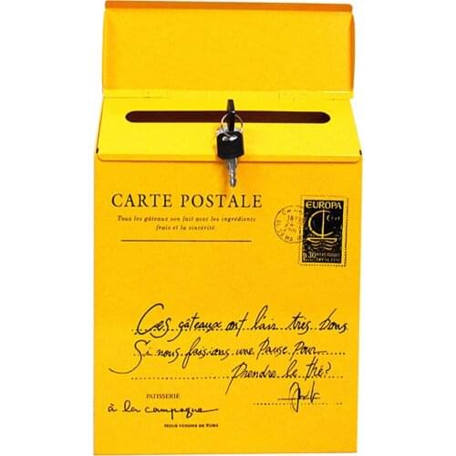 Iron Lock Letter Box Vintage Wall Mount Mailbox Mail Postal Letter Newspaper Box SCIE999