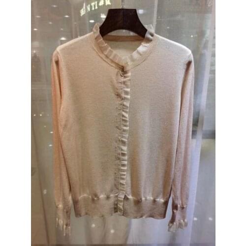 Women Knit Cardigan Sweater Long Sleeve 2021 Spring Knitted Top Women Knitwear Femme Ruffles Sweaters