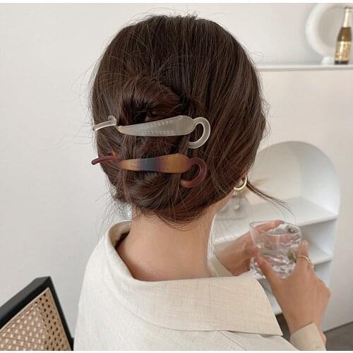 Simple Acrylic Banana Hair Clip Clamp Women Lady Ponytail Holder Twist Geometric Hair Crab Tines Hair Claw Clip Hair Accessories