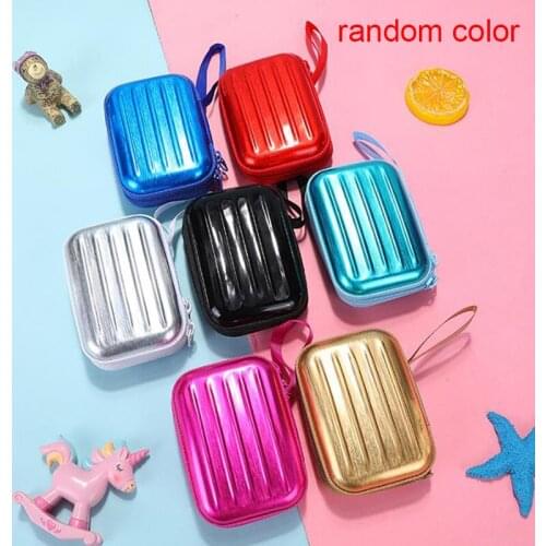 1Pc luggage model square tin iron box / mini pouch / key purse / pencil case/steel box/coin storage bag/headset gift bag