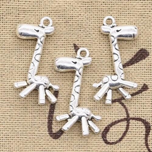 10pcs Charms Running Giraffe Deer 29x19mm Antique Bronze Silver Color Plated Pendants Making DIY Handmade Tibetan Jewelry