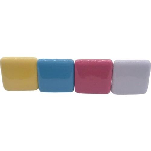 10pcs White Pink Blue Single hole Ceramic handle Kitchen Furniture handle cabinet pulls drawer knobs Square shape