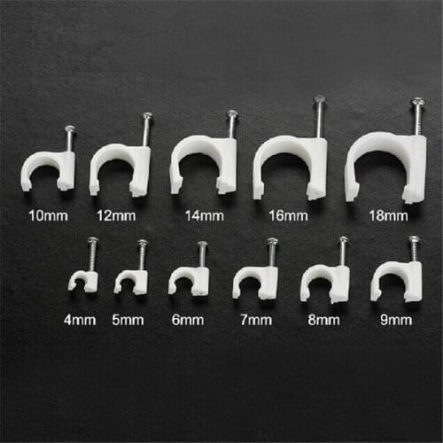 100pcs 10mm Diameter Plastic Circle Cable Nail Clips