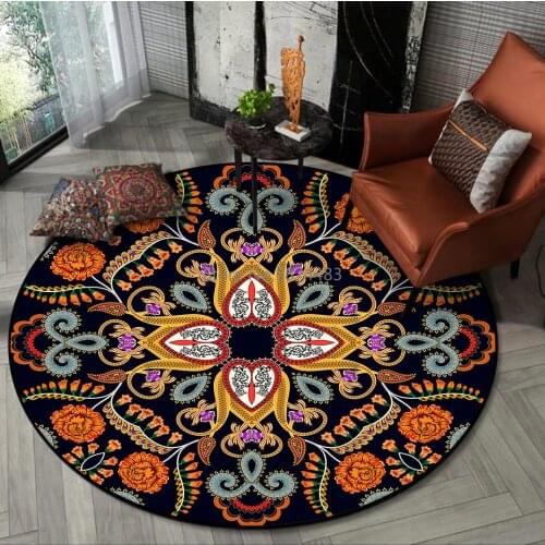 200cm Fashion Bohemian Mandala Classical Flower Ethnic Style Living Room Bedroom Hanging Basket Chair Round Floor Mat Carpet