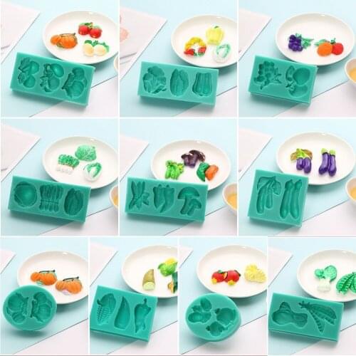 3D Vegetables Shape Fondant Silicone Cake Mold Cooking Wedding Decoration Baking Sugar Craft Molds Fruits DIY Cake Silicone Mold