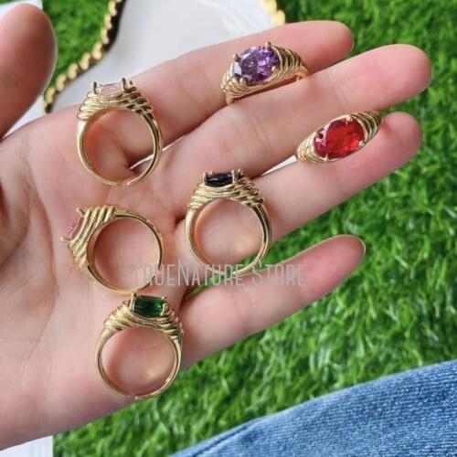 5Pcs RM38636 Jewelry Plated Adjustable Copper Jewelry Gold Copper Oval Ring Colors Gold Plated Oval Shape Ring