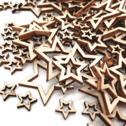20pcs Unfinished Wood Cutout Wooden Star Shaped Wood Pieces for Wooden Craft DIY Projects, Home Decoration, Gift Tags