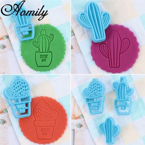 Aomily 3pcs Cactus Cutter Molds Cake Molds Embossing Chocolate Mold Cake Decorating Tools Fondant Sugarcraft Cookie Cutters