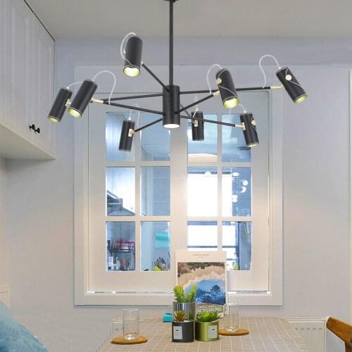 Artpad Industrial chandelier Lights Living Room Restaurant Bedroom Lustres Fixtures Black Lampshade Chandelier Lighting E14