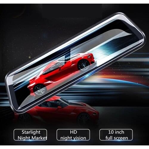 Car Camera Driving Recorder 10 Inch Rearview Mirror 1080P HD Rear View Camera Night Vision Dual Lens Dash Cam Reversing Image