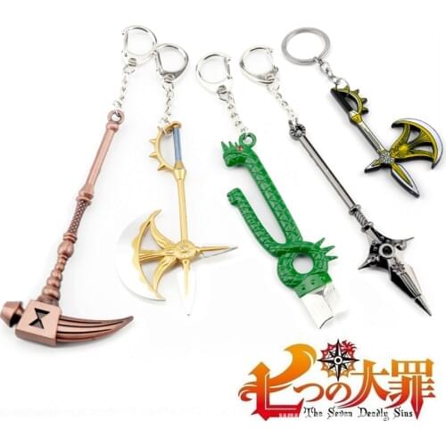The Seven Deadly Sins Key Chain Metal Alloy Anime Trinket Weapon Model Pendant Key Ring Creative Backpack Keyholder Llaveros