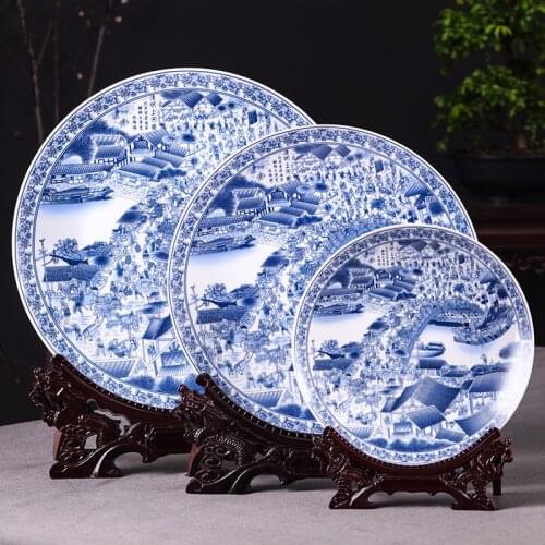 Jingdezhen Beautiful Rivers And Mountains ceramic decorative plate hanging plate decoration plate wall landscape painting