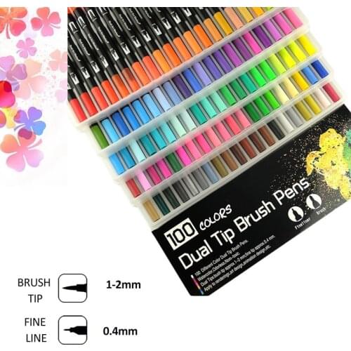 Dual Brush Pens Art Markers, Artist Fine & Brush Tip Pen Coloring Markers Lettering Calligraphy Drawing Pens