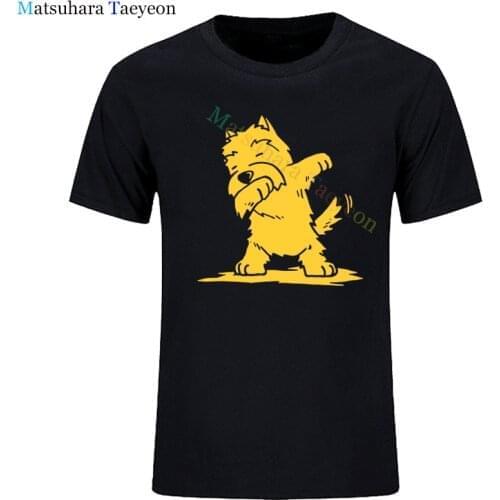 Westie T Shirt Funny Dabbing West Highland White Terrier Dog T-Shirt Male Short Sleeves Tee Shirt Beach Fun Plus Size Tshirt