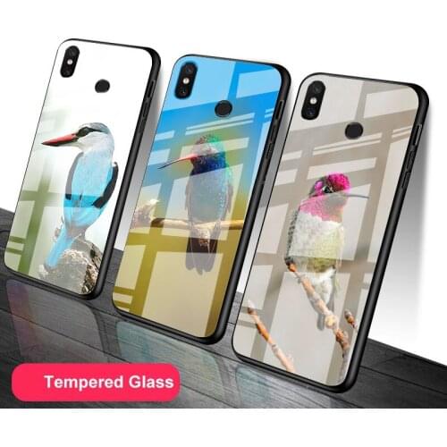 Pretty Hummingbird Tempered Glass Phone Case For Redmi Note 5 6 7 8 9 Pro Note8T Note9S Redmi8 9 Cover Shell