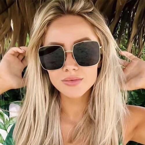 HKNA Alloy Square Sunglasses Women Luxury Brand Oversized Sunglasses Retro Gradient Mirror Sun Glasses for Men Vintage Oculos