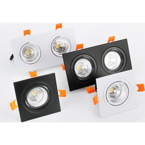 Quadrado brilhante recesso branco preto led regulável downlight cob 7w 10 15 20 30wled ponto luz decoração lâmpada do teto AC85