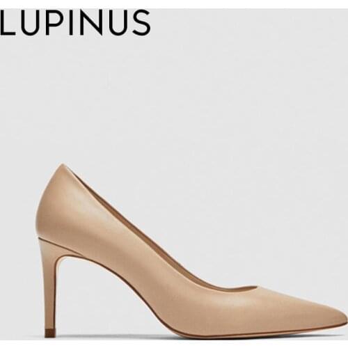 LUPINUS 2021 New Classic Women High heels Fashion Office Women Shoe Solid Color Pointed Toe Commute Women Pumps Retro Work Shoes