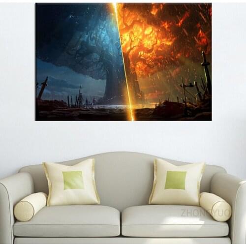 Modular Canvas Paintings Prints Art Poster Teldrassil Burning World of Warcraft Battle For Azeroth Game Wall Pictures Home Decor