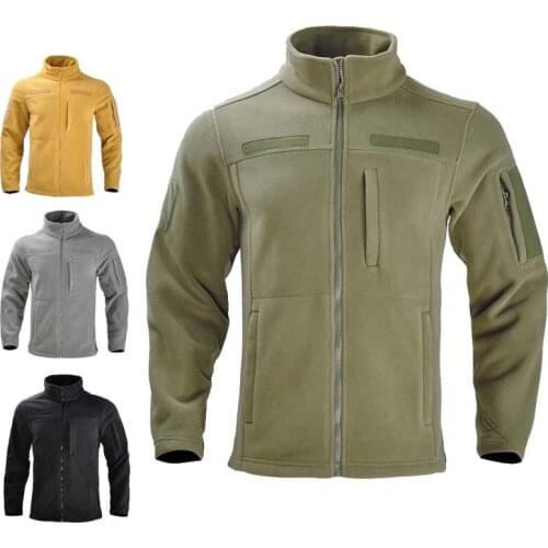 Men Outdoor Trekking Training Hiking Fleece Jacket Military Hunting Clothing Multi Pockets Windproof Coat Softshell Windbreaker