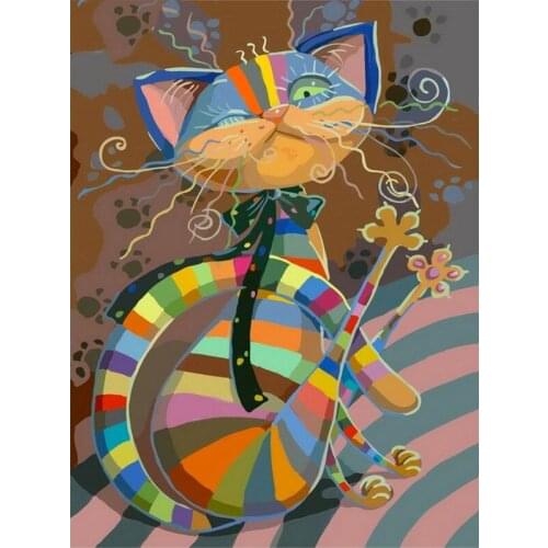 Multicolored Music Cat Animal 40x50CM Painting By Numbers Hand Painted Oil Adult Child Picture Colouring Home Decor Unique Gift