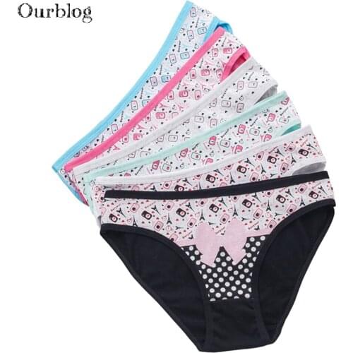 OURBLOG Lot 5 Pcs Woman Underwear Women Panties Sexy Girls Cotton Briefs Knickers Ladies Intimates Lingerie For Women SizeM L XL