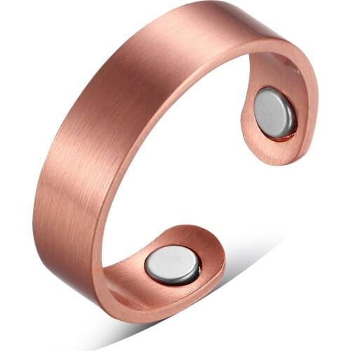 Oktrendy Cuff Adjustable Rings for Women Men Health Energy Magnetic Copper Ring Wide Wedding Band Finger Ring Minimalist Jewelry