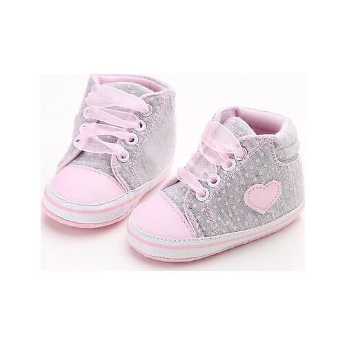 Baby girl Infant Toddler Polka Dot Anti-slip Soft Sole Lace Up Shoe Crib Shoes