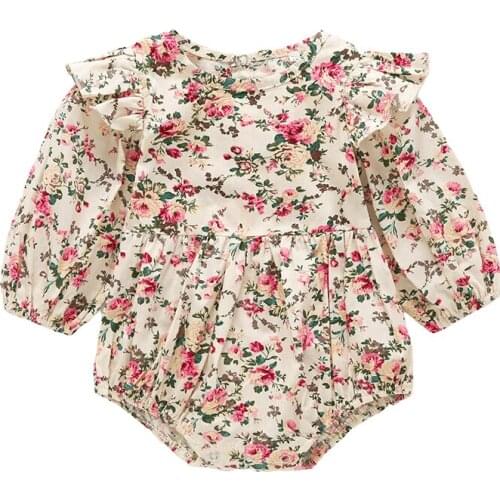 Newborn Toddler Baby Girls Ruffles Floral Romper Jumpsuit Outfits Clothes Baby Clothes Newborn Girl Outfits KIds Clothing