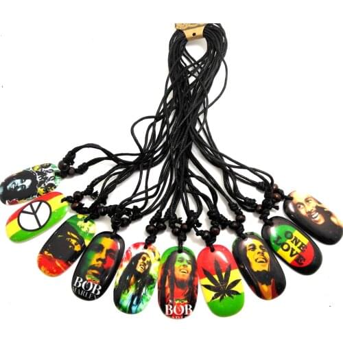 Wholesale Mix lot 50pcs Bob Marley Pendant Necklaces Mens Fashion Necklace Party Gift Favor 10 design top mix