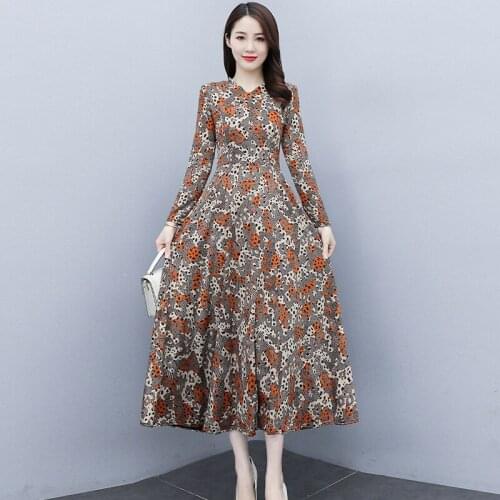 V Neck Autumn Long Sleeve Dresses For Women Party Vestido Midi Casual Vestito Floreale Spring Vestiti Donna Eleganti Vestidos